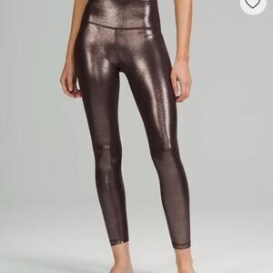 Lululemon Align High Rise Leggings Metallic Brown Bronze 25” Nulu Shine Yoga Pan